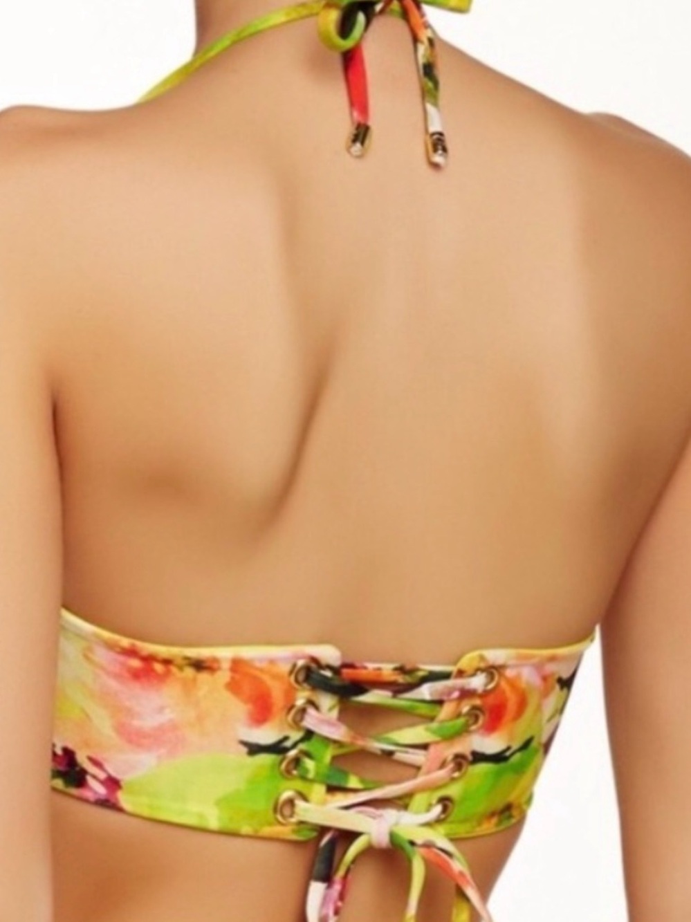 Beach bunny Floral yellow Print Bandeau Bikini Set - Large/XL - Picture 2 of 8